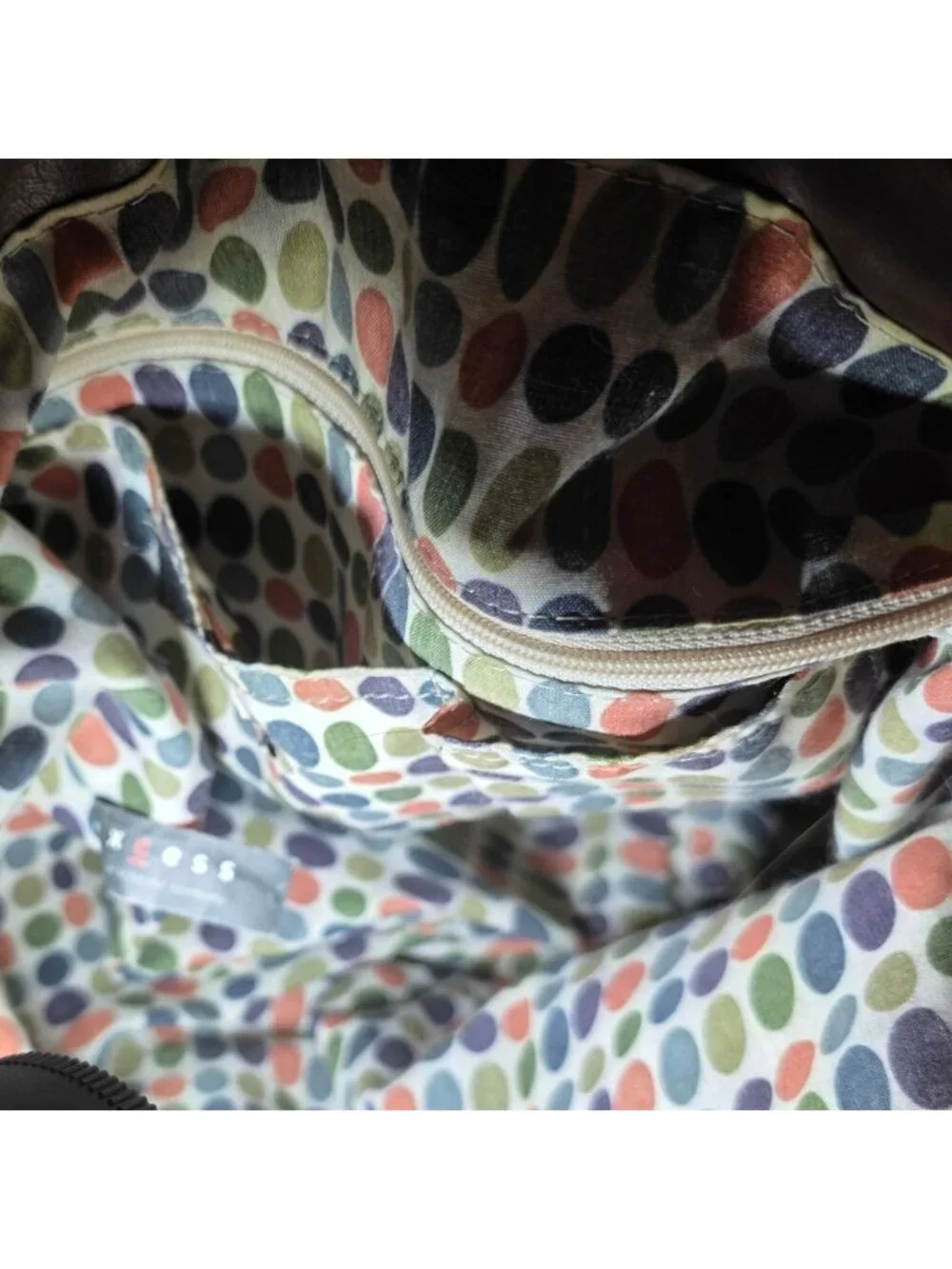 Vintage Axcess Liz Claiborne Purse Patchwork Tote Bag Polka Dot Lining